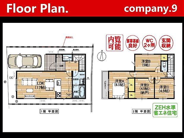 ☆現地外観写真☆Terrechez☆限定１区画☆ZEH水準省エネ住宅☆ほっこりとした街並☆「富田駅」徒歩15分☆土地27坪☆小・中学校まで徒歩７分圏内☆食洗機☆前道4.7ｍ☆