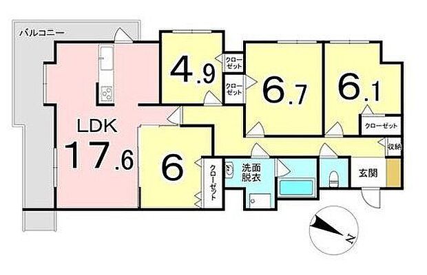 ライオンズマンション円山南(4LDK) 8階の間取り