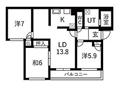 フォーレストパークしんえい弐番館 3LDKの間取図画像