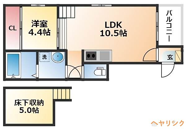 Dice ｜愛知県名古屋市北区東水切町2丁目(賃貸アパート1LDK・1階・35.85㎡)の写真 その2