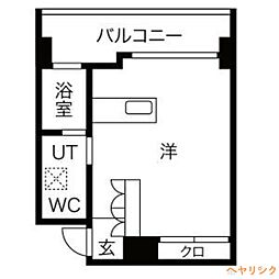 オズ　アロッジオ 8階ワンルームの間取り