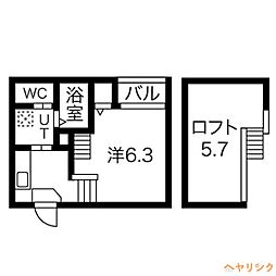 DESIGN SQUARE 1階1Kの間取り