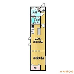 リアライズ名城公園 1階1Kの間取り
