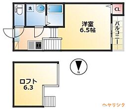アレッタ大曽根 2階1Kの間取り