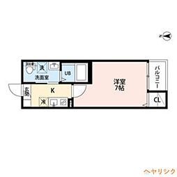 ＣＲＡＳＴＩＮＥ東味鋺3丁目 2階1Kの間取り