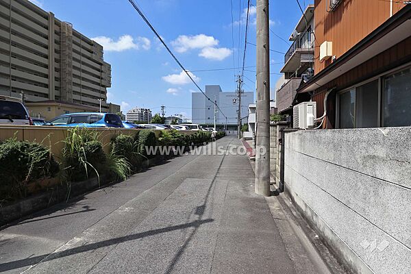 敷地北側の前面道路(南側から)