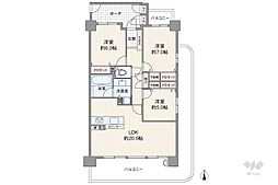 フレストシティ矢田南 3LDKの間取図画像