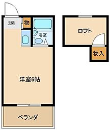 壱番館 2階ワンルームの間取り