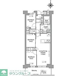 西武多摩湖線 八坂駅 徒歩8分の賃貸マンション 5階3LDKの間取り