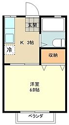 JR中央線 立川駅 徒歩13分の賃貸アパート 1階1Kの間取り