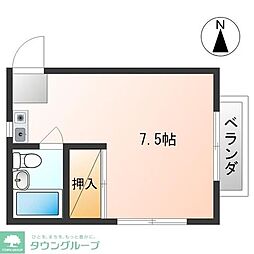 西武多摩湖線 一橋学園駅 徒歩2分の賃貸マンション 2階ワンルームの間取り