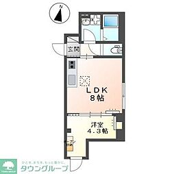 JR中央線 西国分寺駅 徒歩16分の賃貸マンション 1階1LDKの間取り