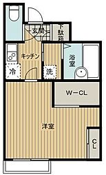 西武新宿線 東村山駅 徒歩19分の賃貸アパート 1階1Kの間取り