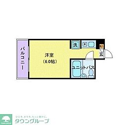 JR中央線 国立駅 徒歩6分の賃貸マンション 3階ワンルームの間取り