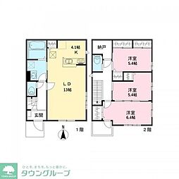JR中央線 国立駅 徒歩18分の賃貸一戸建て 3SLDKの間取り