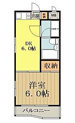 西武拝島線 東大和市駅 徒歩13分の賃貸マンション 3階1DKの間取り
