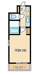 西武拝島線 東大和市駅 徒歩7分の賃貸マンション 3階1Kの間取り