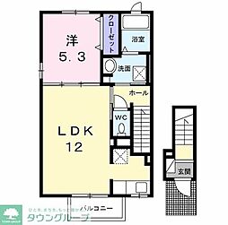西武拝島線 西武立川駅 徒歩20分の賃貸アパート 2階1LDKの間取り