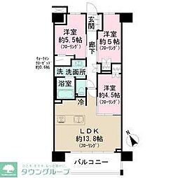 JR青梅線 中神駅 徒歩10分の賃貸マンション 7階3LDKの間取り