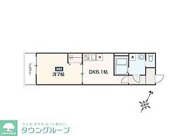 JR青梅線 福生駅 徒歩13分の賃貸アパート 3階1DKの間取り