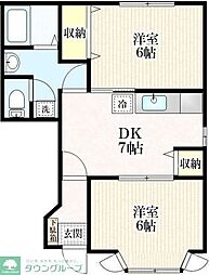 JR青梅線 羽村駅 徒歩12分の賃貸アパート 1階2DKの間取り