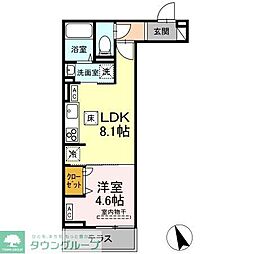 JR青梅線 西立川駅 徒歩8分の賃貸アパート 1階1LDKの間取り