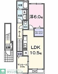 カーサ・セレノ 2階1LDKの間取り