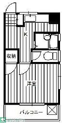 西武多摩湖線 武蔵大和駅 徒歩8分の賃貸アパート 2階1Kの間取り