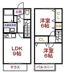 コート西砂Ａ 1階2LDKの間取り