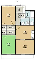コンフォート21 2階3DKの間取り