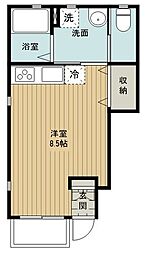 西武新宿線 東村山駅 徒歩5分の賃貸アパート 1階ワンルームの間取り