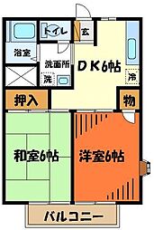 西武拝島線 西武立川駅 バス8分 コトブキ工場入口下車 徒歩3分の賃貸アパート 1階2DKの間取り