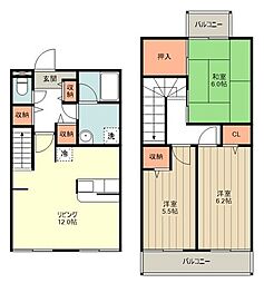 多摩都市モノレール 桜街道駅 徒歩9分の賃貸マンション 1階3LDKの間取り