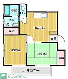 メゾン清水II 2階2DKの間取り