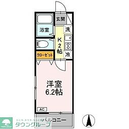 JR南武線 矢川駅 徒歩4分の賃貸アパート 1階1Kの間取り