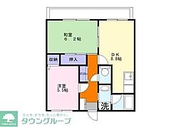 西武拝島線 西武立川駅 バス20分 三ツ藤下車 徒歩3分の賃貸マンション 2階2DKの間取り