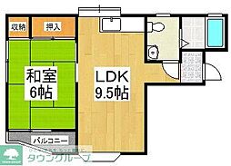 シャローム 1階1LDKの間取り