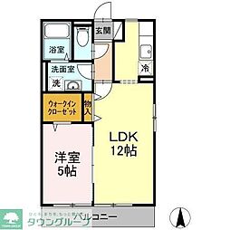 JR青梅線 昭島駅 バス20分 中原郵便局下車 徒歩3分の賃貸アパート 2階1LDKの間取り