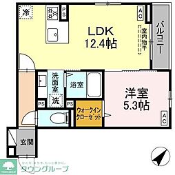 JR中央線 立川駅 徒歩14分の賃貸アパート 2階1LDKの間取り