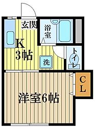 西武拝島線 東大和市駅 徒歩6分の賃貸アパート 1階1Kの間取り