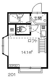 ベルコ−ト東大和 2階1Kの間取り