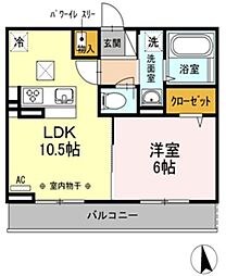 西武拝島線 玉川上水駅 徒歩10分の賃貸アパート 1階1LDKの間取り