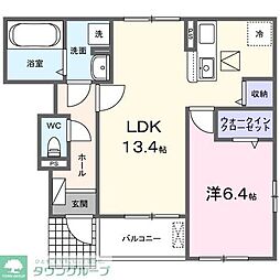 JR中央線 立川駅 バス35分 三本榎下車 徒歩5分の賃貸アパート 1階1LDKの間取り