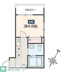MELDIA小川 3階1Kの間取り