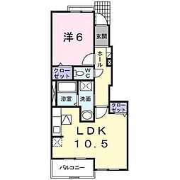 JR青梅線 昭島駅 バス30分 三ツ木交差点下車 徒歩9分の賃貸アパート 1階1LDKの間取り