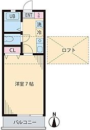 西武多摩湖線 一橋学園駅 徒歩15分の賃貸アパート 2階1Kの間取り