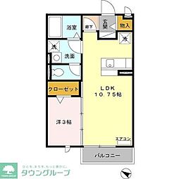 JR中央線 西国分寺駅 徒歩14分の賃貸アパート 1階1LDKの間取り