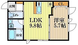 JR中央線 国分寺駅 徒歩8分の賃貸マンション 4階1LDKの間取り