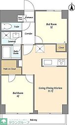 西武国分寺線 恋ヶ窪駅 徒歩7分の賃貸マンション 2階2LDKの間取り