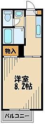 西武新宿線 久米川駅 徒歩5分の賃貸アパート 1階1Kの間取り